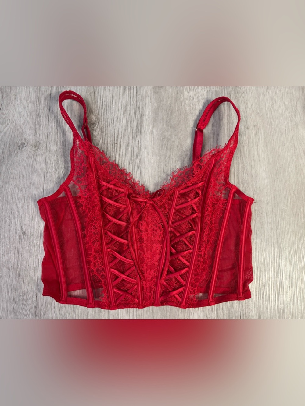 Victoria's Secret Dream Angela Red Lace Corset Bra Bustier Fairy Coquette Medium